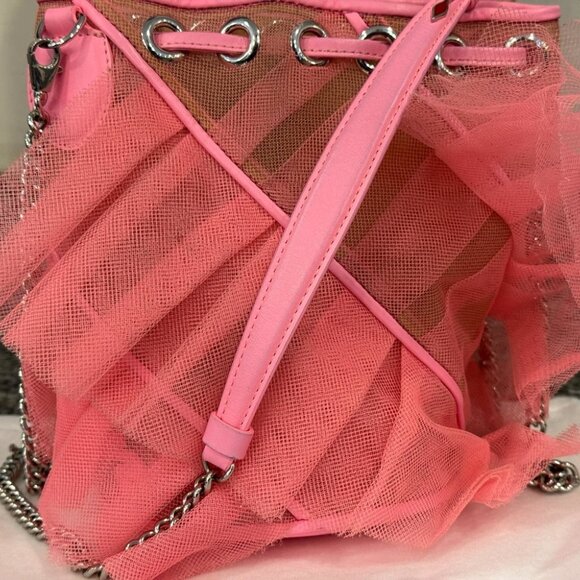 Christian Louboutin Marie Jane Ruffle Tulle Bucket Bubble Gum Pink VWG 341576 - Picture 3 of 9